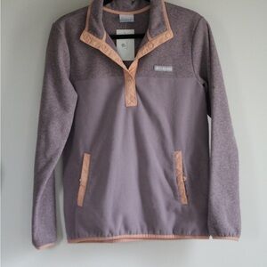 Columbia Mauve Fleece Pullover with Peach Trim